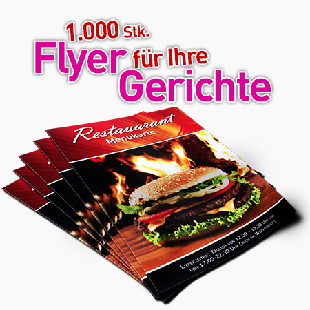 1000 A5 Flyer für Ihre Gerichte 2seitig Gastronomie