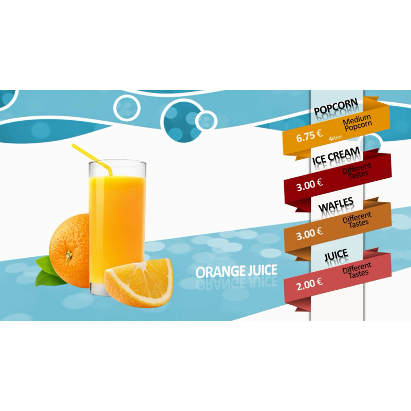 Candy Shop Digitale Menueboard Animation Orangen Saft Vorlage