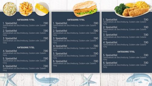 Digitale Menuboard Gastro 6 Preisliste Fischgerichte Bildschirm Karte Display - DNZ Networks