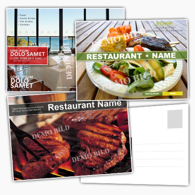 Postkarten-A6 Vorlage - Layout zur Auswahl für Gastronomie und Hotel