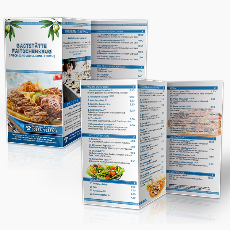 Speise-Flyer-Restaurants-Take-Away-Menukarte-Griechisch-Kueche-6seitig-Faltblatt-DNZ-Networks-1