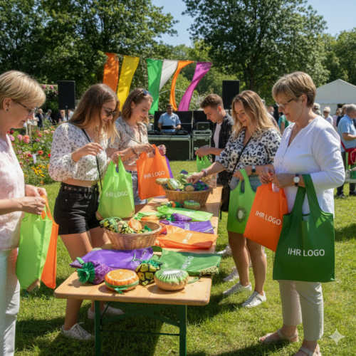 Einkaufstasche aus naturfarbener Baumwolle mit personalisierbarem Logo‑Druck als umweltfreundlicher Werbeartikel