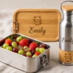 Kindergarten Sachen mit Namen : Brotbox und Trinkflasche mit Name
